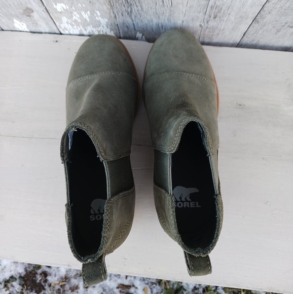 Sorel Evie II Chelsea Green Boots Womens 6.5 Waterproof Shoe Snow Booties Suede - Picture 8 of 11
